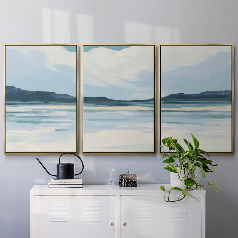 Cream Coastline II - Multi Piece Framed Canvas