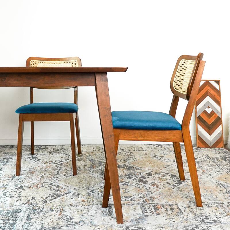 Katy Mid-Century Upholstered Fabric Dining Chair (Set of 2)