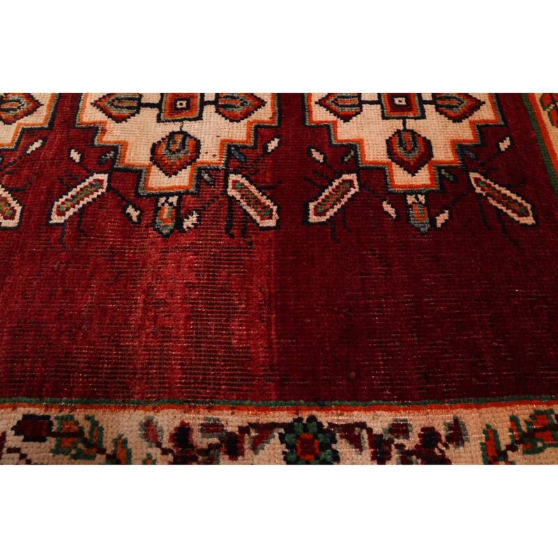 ECARPETGALLERY Hand-knotted Melis Vintage Dark Red Wool Rug - 4'2 x 8'10