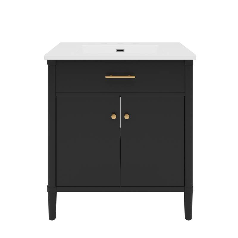 31" Bathroom Vanity with Sink, Bathroom Cabinet with Soft Close Doors and Adjustable Shelf, Curved Profile Design