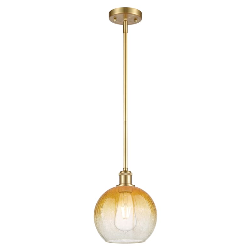 Innovations Lighting Endless Possibilities Ballston - Brookhaven Globe - 1 Light 8" Stem Hung Mini Pendant - Satin Gold/Amber