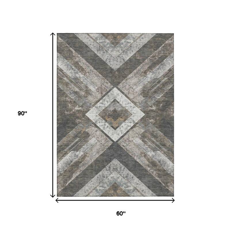 HomeRoots Geometric Transitional Rectangle Outdoor Rug