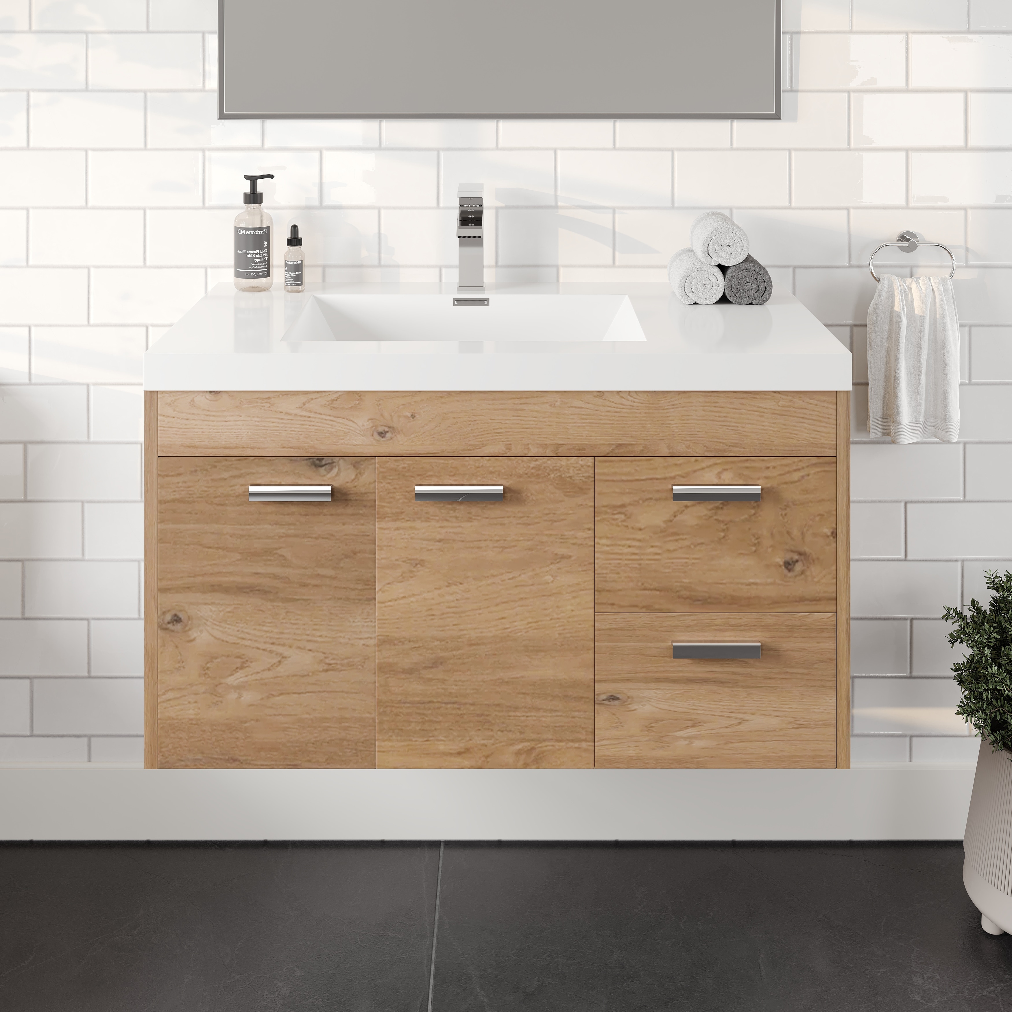 Lugano 36" Wall-mount Bath Vanity with Integrated Acrylic Sink