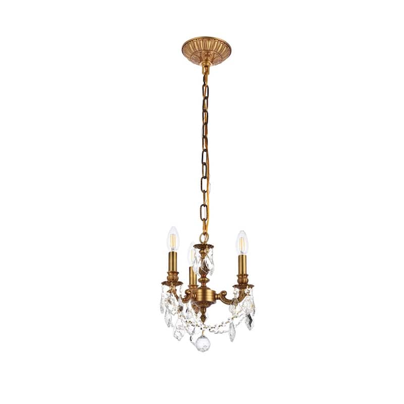 Somette Crystal 3-light French Gold Chandelier