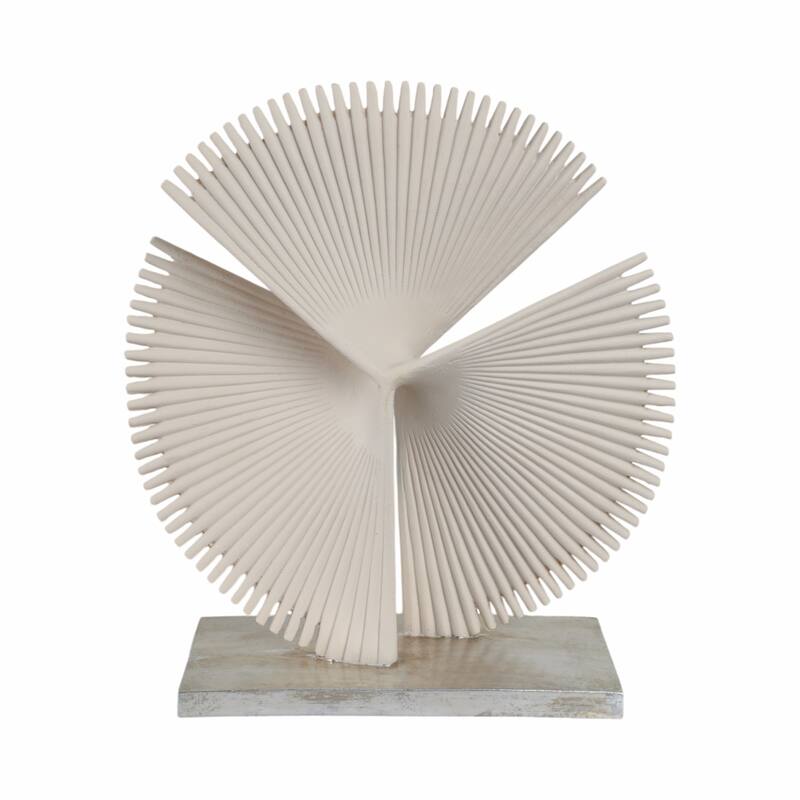 Resin Decorative Object Sculpture Geometric Fan Design - 19" Ivory - 17" x 7" x 19"