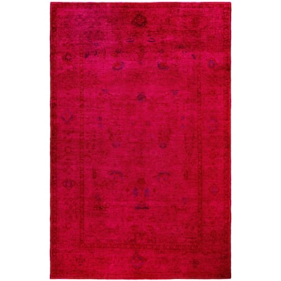 Overdyed One-of-a-Kind Hand-Knotted Area Rug - Pink - 6' 1" x 9' 3"