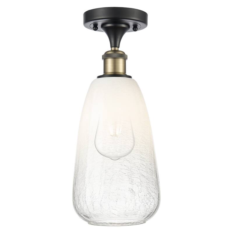 Innovations Lighting Endless Possibilities Ballston - Brookhaven Almond - 1 Light 6" Semi-Flush Mount - Black Antique Brass/Opal