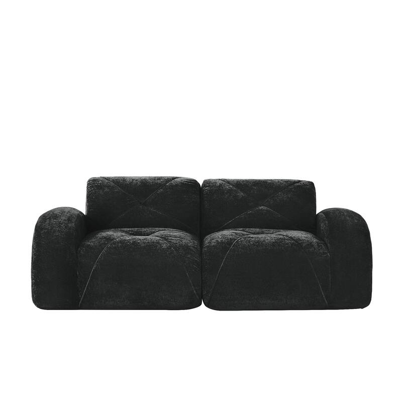 Roomfitters 2-Seater Tufted Velvet Sofa, No Assembly Boneless Cloud Couch with 32D High-Density Sponge