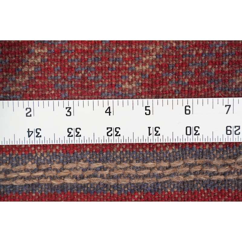 Hand Knotted Oriental 100% Wool Carpet Traditional Tribal Red Balouch Runner Rug - 7' 5'' X 1' 11''