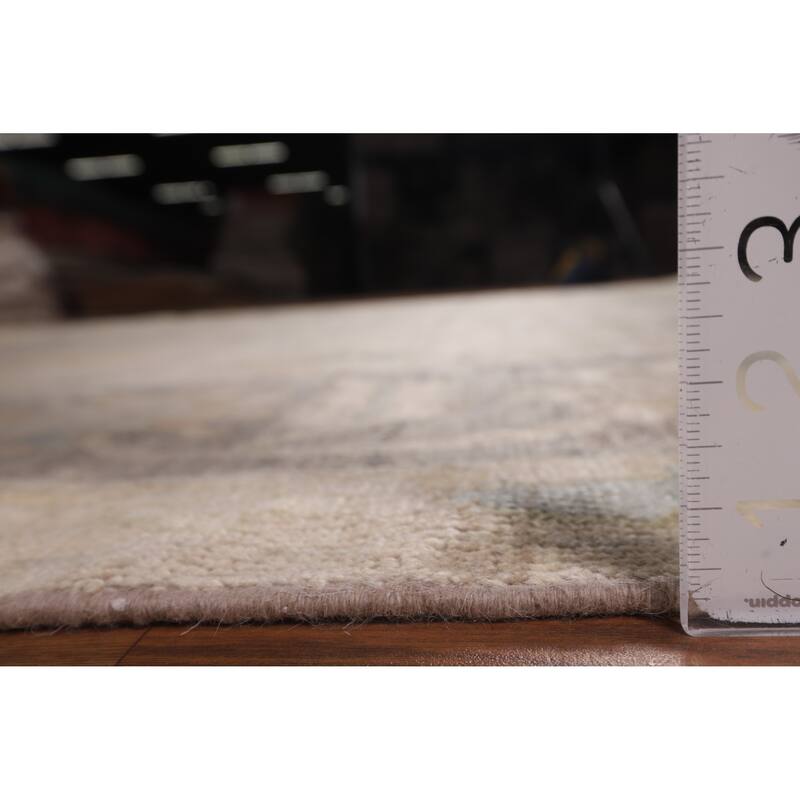 Beige Vegetable Dye Oushak Turkish Area Rug Hand-Knotted Wool Carpet - 9'4"x 11'10"