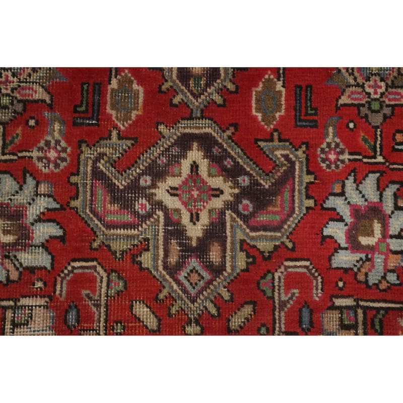 Hand Knotted Oriental 100% Wool Carpet Traditional Medallion Red Tabriz Area Rug - 9' 11'' X 6' 5''