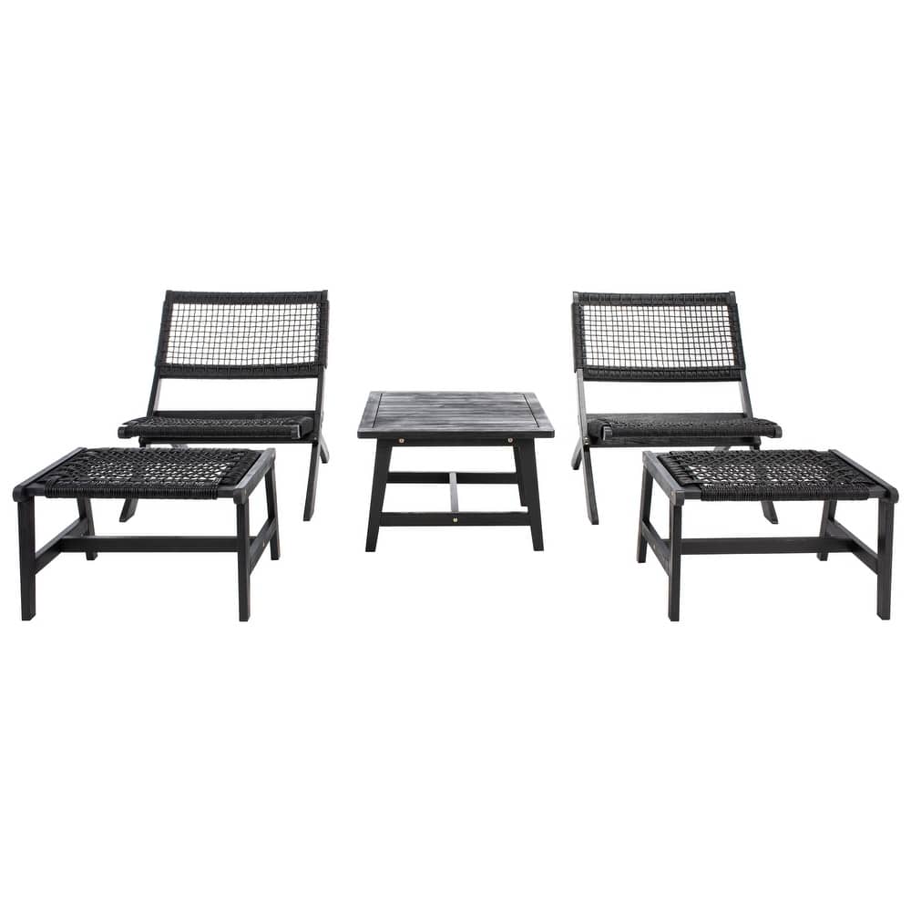 SAFAVIEH Lissy Acacia/ Rope Outdoor Chair & Table Set - 24W x 28D x 31H
