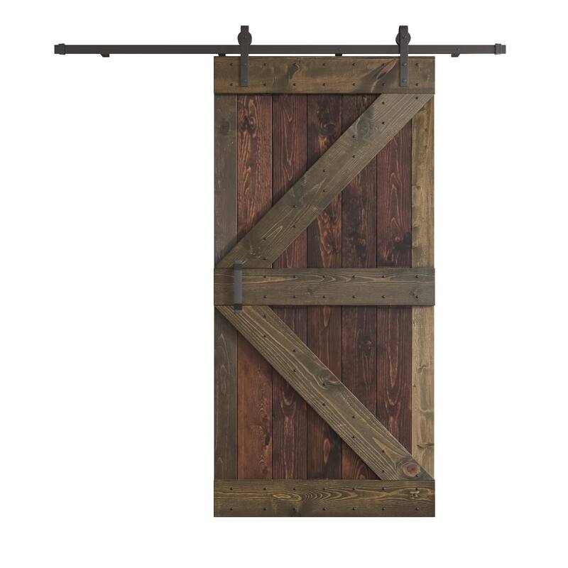 Coast Sequoia 42in x 84in K Series Multi-Color Pine Wood Sliding Barn Door With Hardware Kit