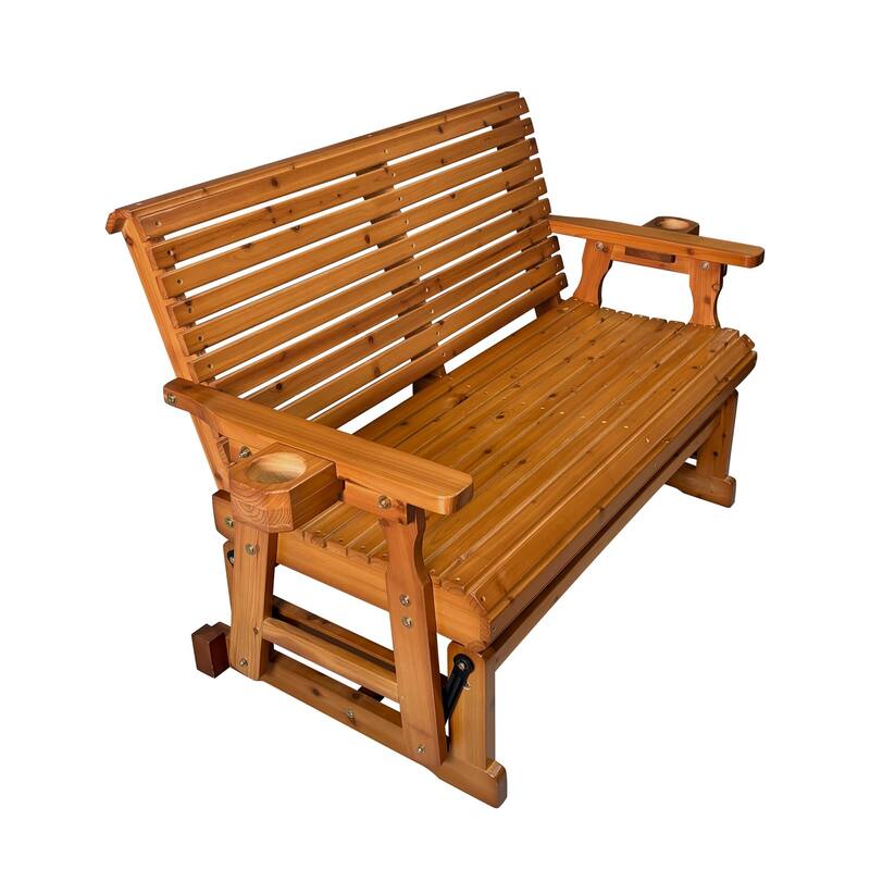 Patio Glider with Cup Holders, High Roll Back and Deep Contoured Seat