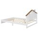 preview thumbnail 47 of 46, Bedroom Solid Wood Platform Bed House-Shaped Headboard Walnut Roof with LED Window Bed Frame Platform No Box Spring Needed