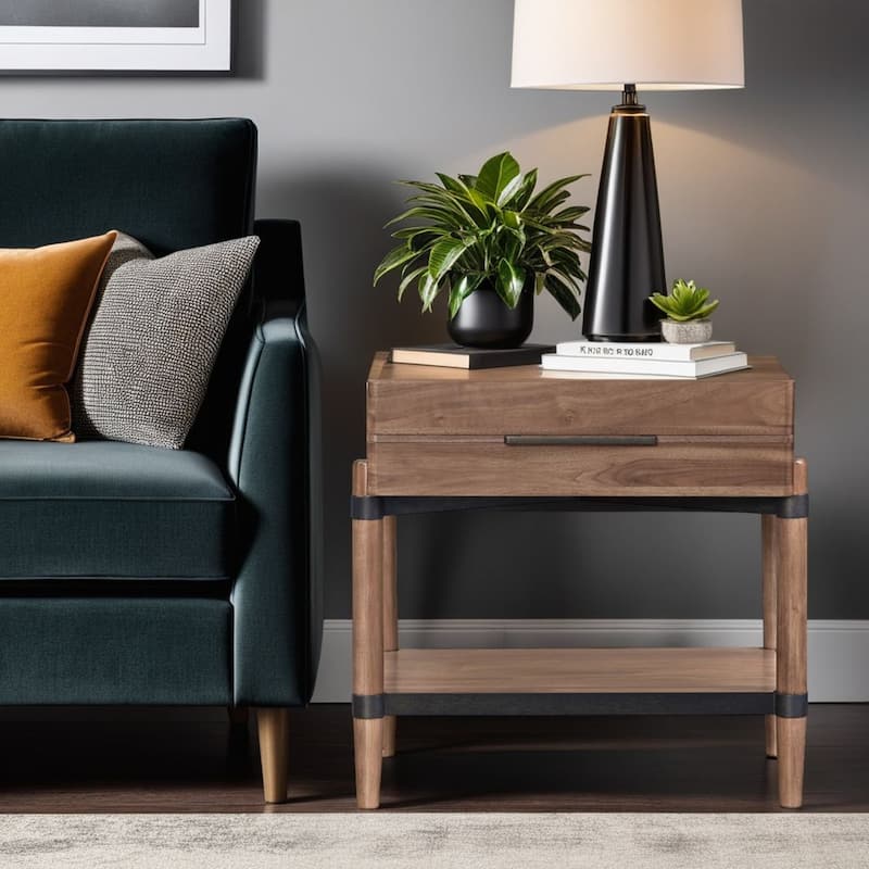 Bridgevine Home Tranquilty 26 inch One Drawer Nightstand, Minimal Assembly, Walnut Finish - Walnut - 1-drawer