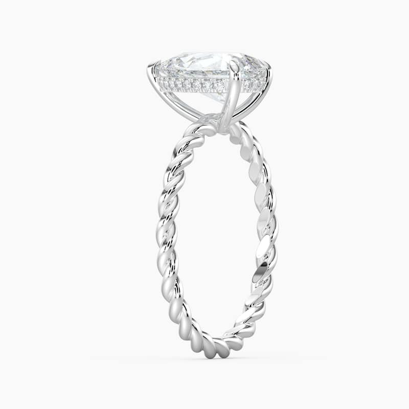 Auriya 14K Gold Lab Grown Diamond Pear Shape Twisted Hidden Halo Engagement Ring 1.04 - 5.04ct. tw. (F-G, VS)