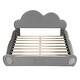 preview thumbnail 3 of 27, Queen Size Cloud-Shaped Headboard Upholstered Platform Bed with Rounded Footboard and Convenient Pocket for Storage, Grey