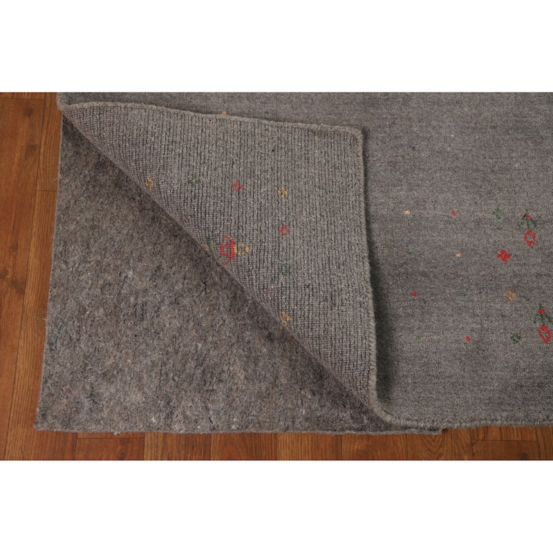 Hand Knotted Oriental 100% Wool Carpet Tribal Tribal Greys & Charcoal Gabbeh Area Rug - 8' 3'' X 5' 2''