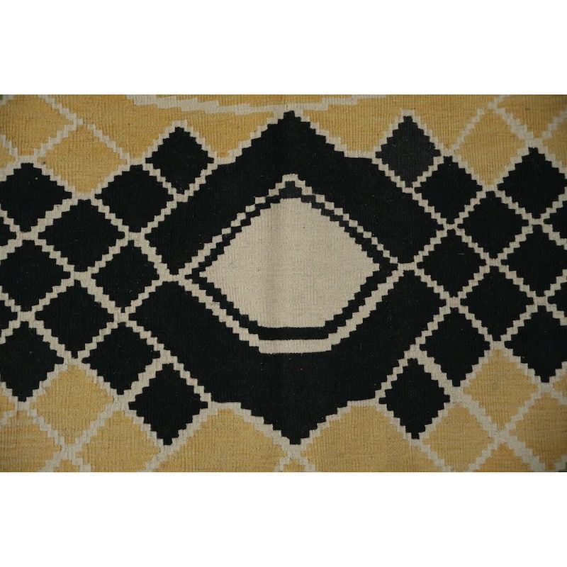 Hand Woven Oriental 100% Wool Carpet Southwestern Geometric Multi-Colored Kilim Area Rug - 10' 3'' X 6' 11''