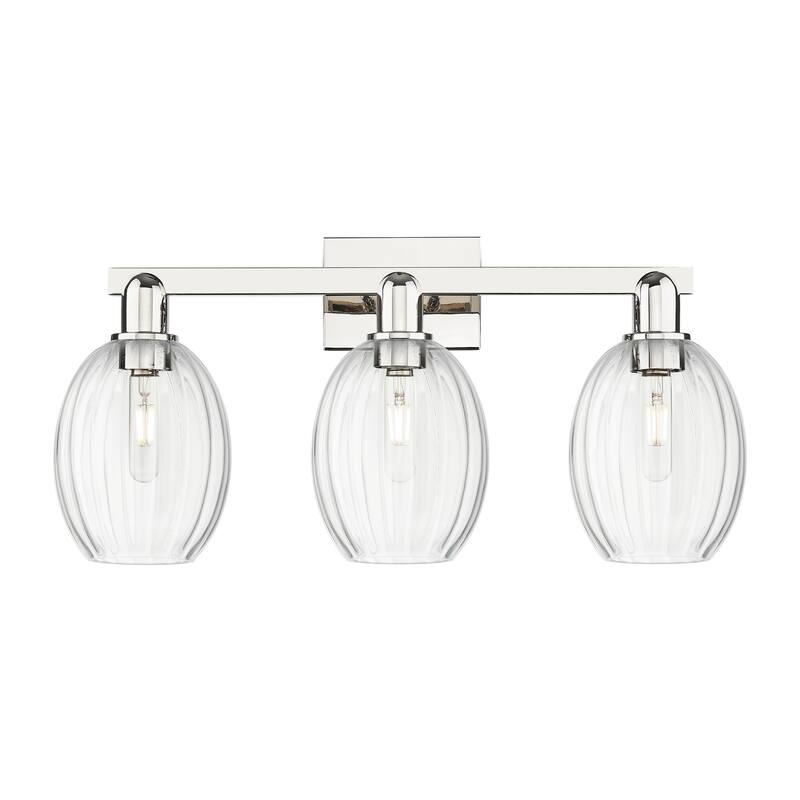 Innovations Lighting Downtown Urban - Preston - 3 Light 26" Bell Shade Bath Vanity Light - Clear/Polished Nickel