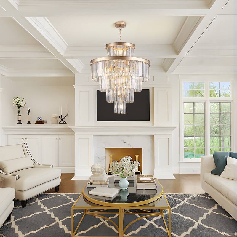 Crystal Chandeliers Lights Fixture Hanging Pendant Light Fixture, Gold