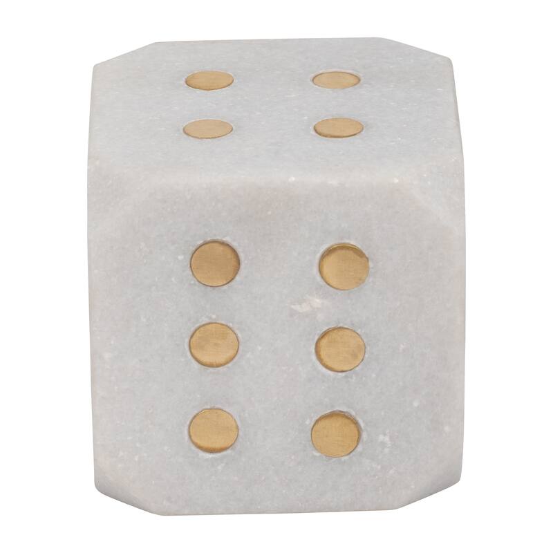 Sagebrook Home Chic Marble Dice, Exquisite Craftsmanship, Ideal for Modern Spaces - 4" x 4" x 4" - White - 4" x 4" x 4"