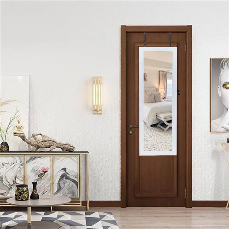 Jewelry Storage Mirror Cabinet with Drawers and LED Lights - 14.6 x 3.9 x 42.5