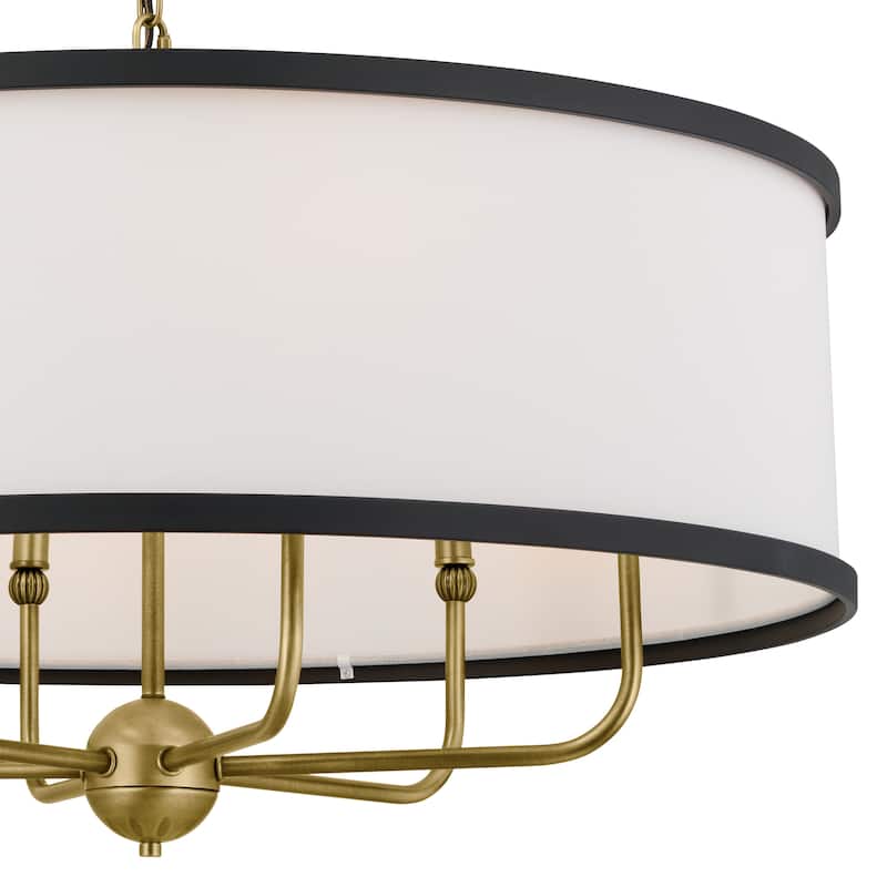 Kichler Lighting Heddle 30 inch 6-Light Chandelier Natural Brass and Textured Black