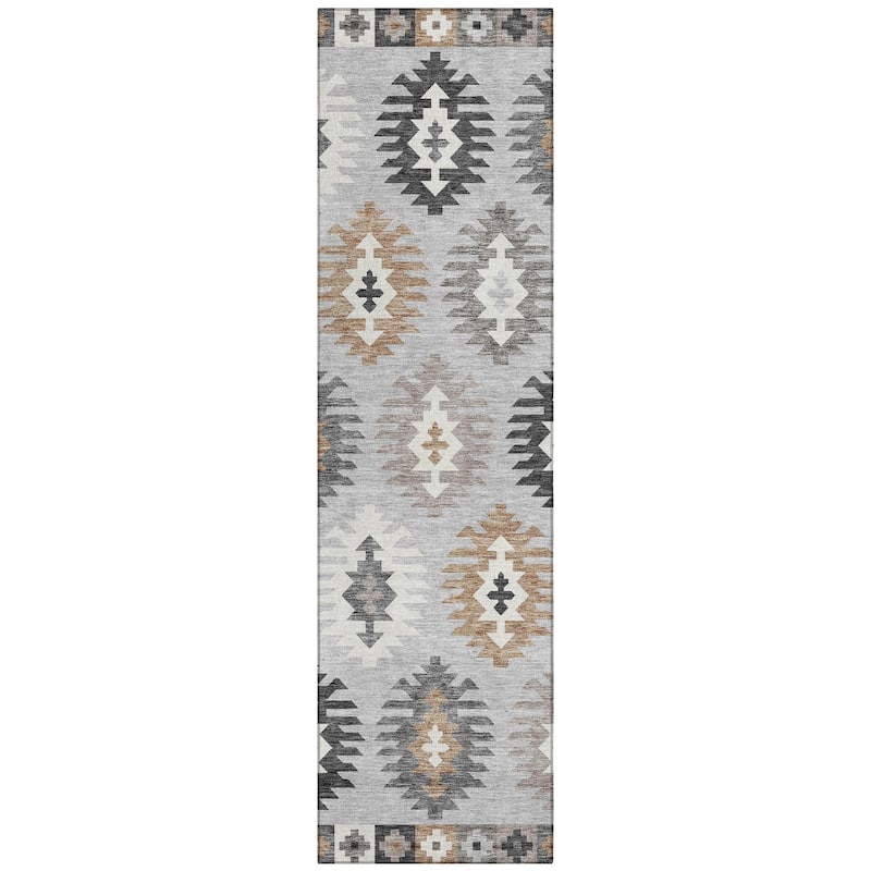 Machine Washable Indoor/ Outdoor Boho Tribal Chantille Rug