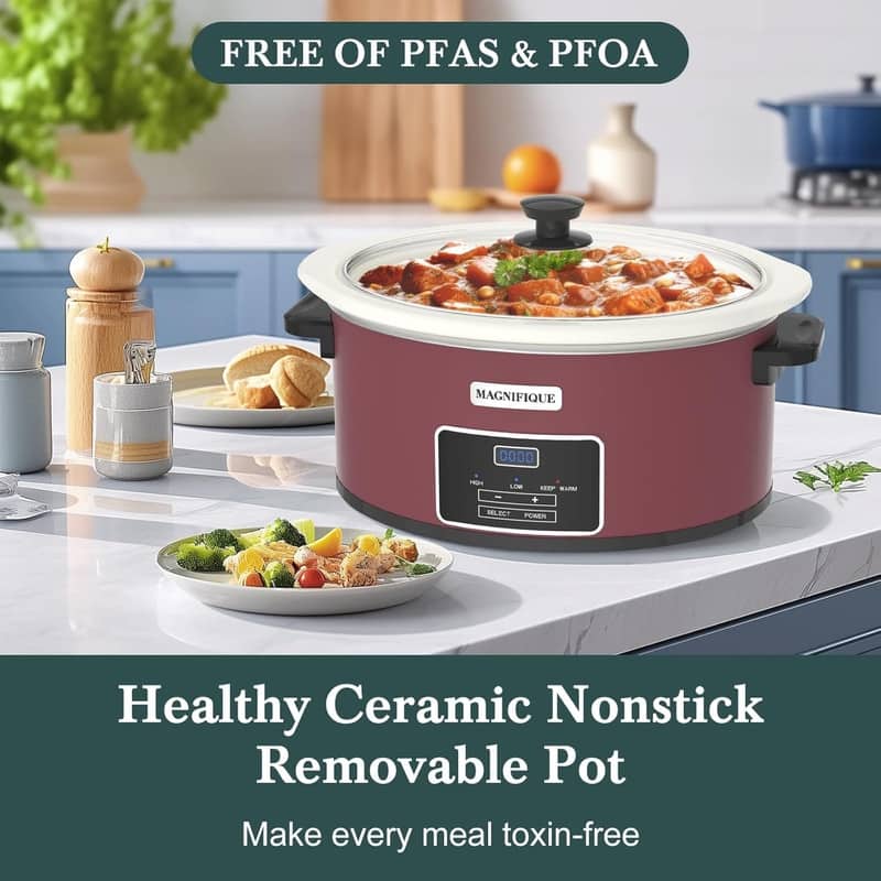 7-quart Red Programmable Slow Cooker with Timer