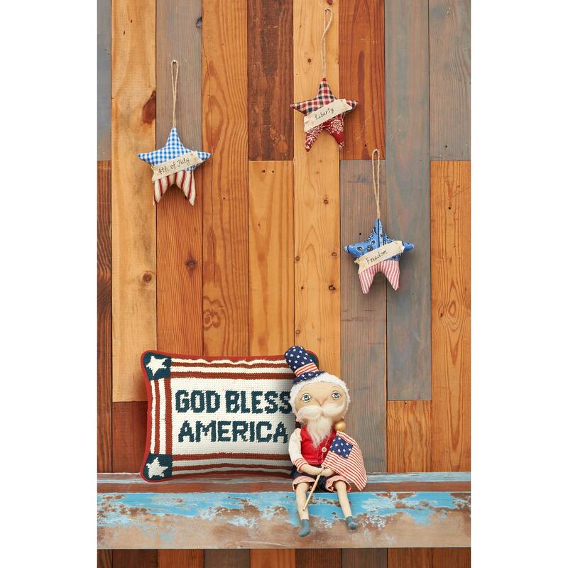 6.5" x 9" God Bless America July 4th Needlepoint Petite Throw Pillow