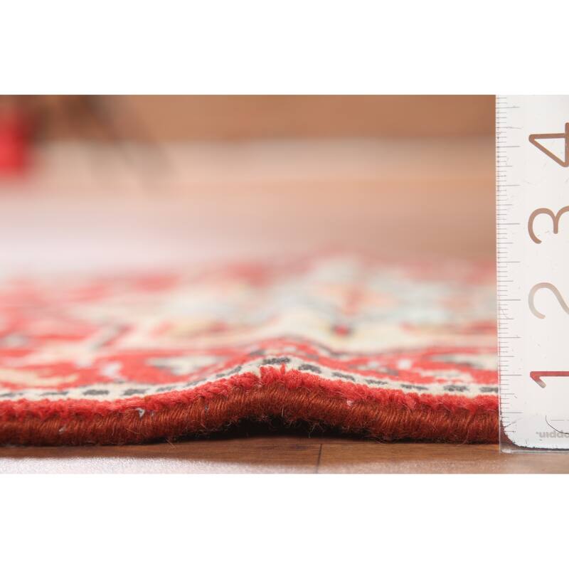 Geometric Red Kazak Indian Accent Rug Hand-Knotted Wool Carpet - 2'0"x 3'0"