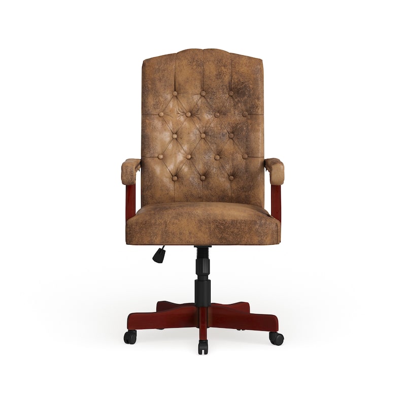 Upholstered Brown Swiveling Executive Office Armchair