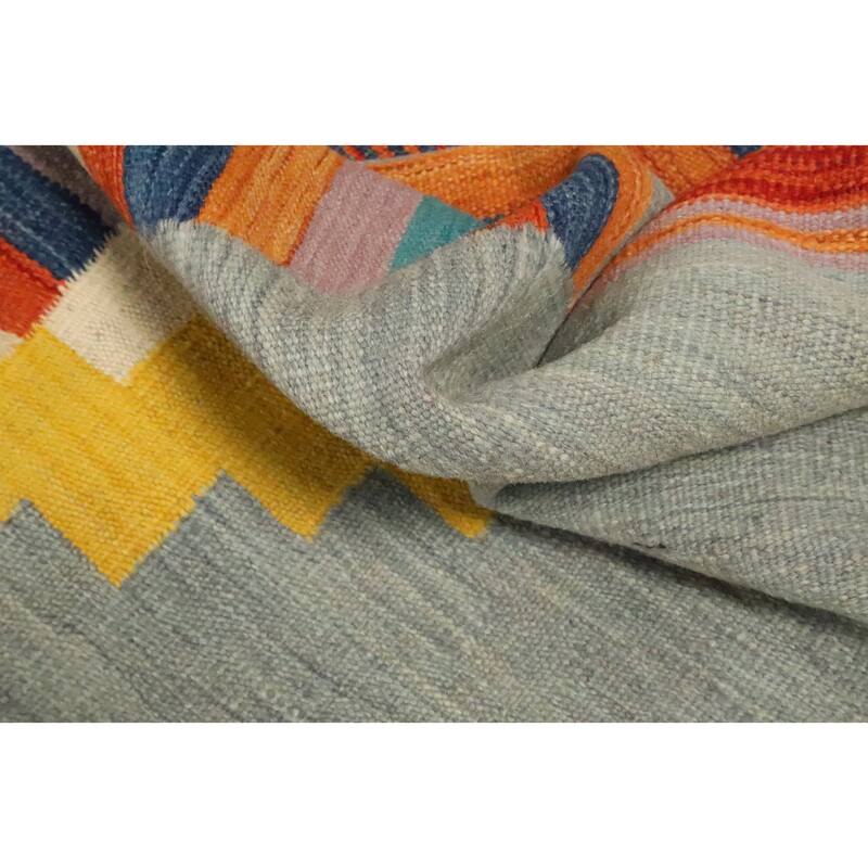 Hand Woven Oriental 100% Wool Carpet Southwestern Tribal Multi-Colored Kilim Area Rug - 11' 8'' X 9' 1''