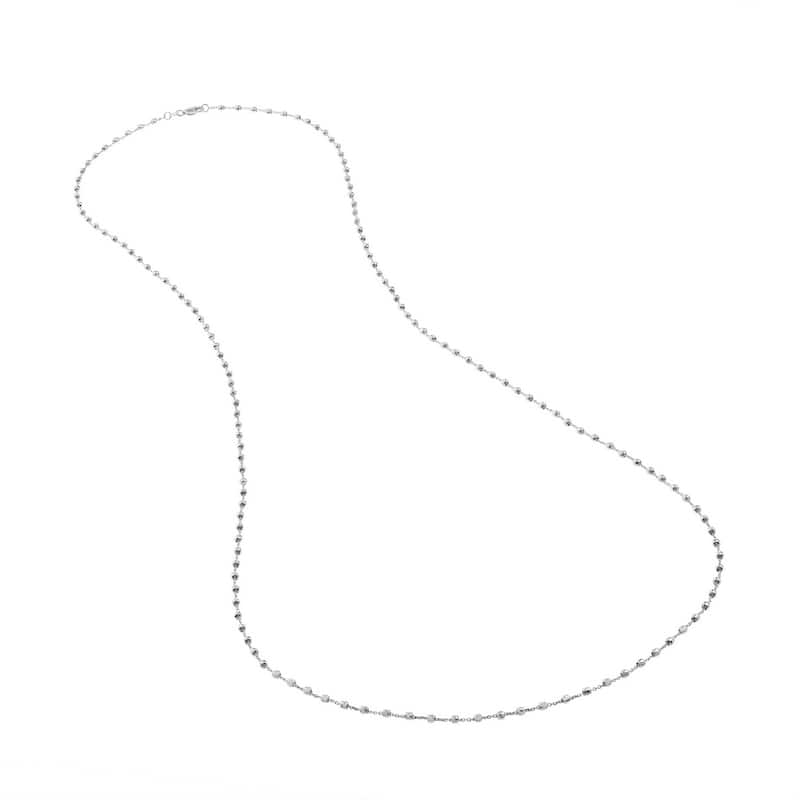 Curata 14k White Gold 2.5mm Diamond Cut Bead Stations Chain Necklace