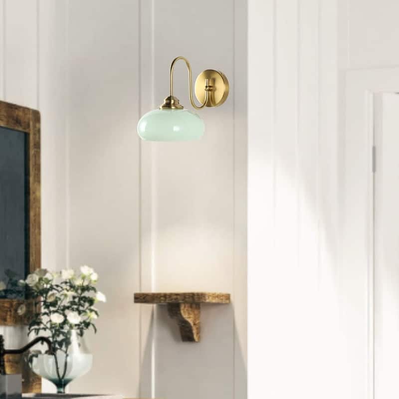 1 Light wall sconce green wall lighting glass, metal bedroom wall lighting