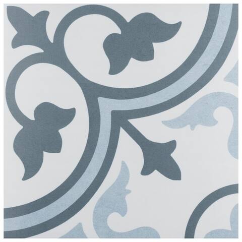 Merola Tile Amberes Azul Encaustic 12.25"x12.25" Ceramic Floor and Wall Tile (17 tiles/17.35 sqft.)