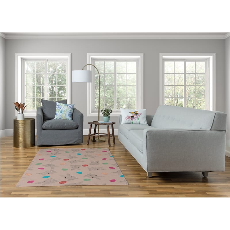 Bunnies and Eggs Easter Chenille Rug