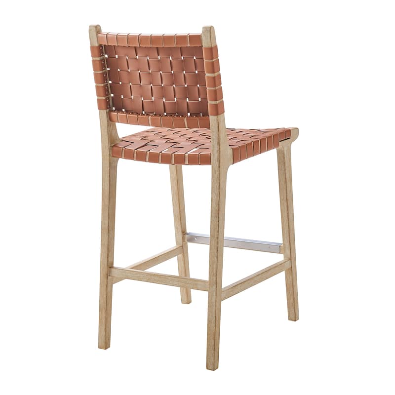 NPD Furniture Marco Faux Leather Counter Stool Drift Wood Frame
