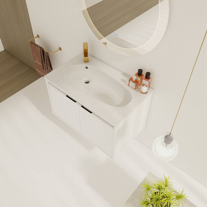 30 Inch Wall Mounted Bathroom Vanity with Sink,Soft Close Doors, For Small Bathroom