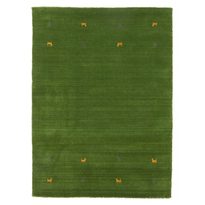 Kashkuli Gabbeh Green Rug 3'11" x 5'6" - 3'11 x 5'6 - Green - 3'11 x 5'6