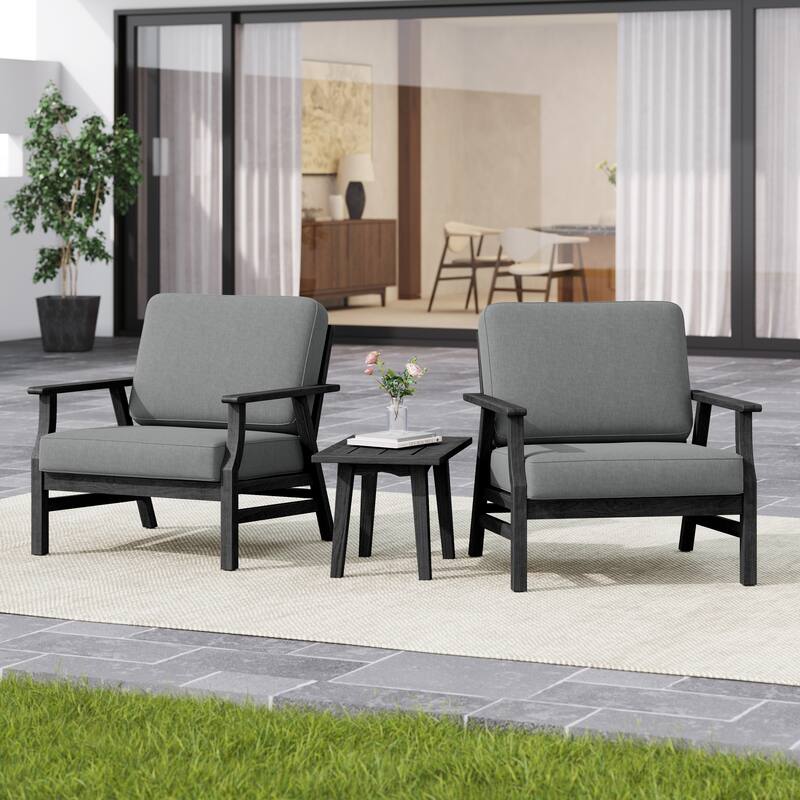 3-piece Cushioned Outdoor Club Chiars With Side Table