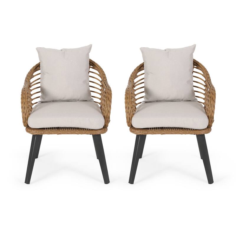 Tatiana Indoor/Outdoor Wicker Club Chairs with Cushions (Set of 2) by Christopher Knight Home