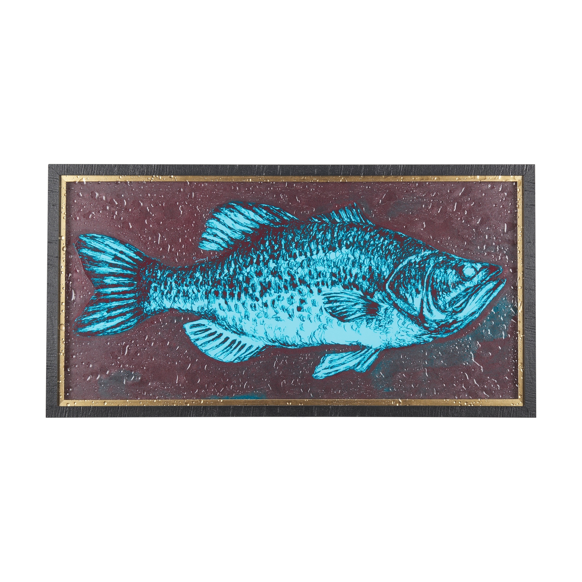 Largemouth Bass Turquoise by Mercana Studio a Hand Embellished Textured Framed Art Print
