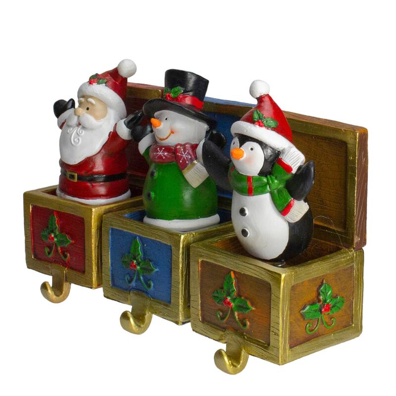 3 Santa, Snowman Penguin Jack in the Box Christmas Stocking Holders