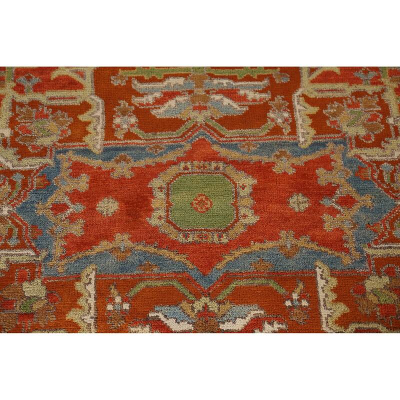 Floral Medallion Heriz Serapi Indian Area Rug Hand-Knotted Wool Carpet - 8'5" x 11'11"