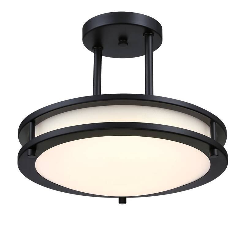 Westinghouse 6136600 Lauderdale 12" Wide LED Semi-Flush Bowl Ceiling - Matte Black