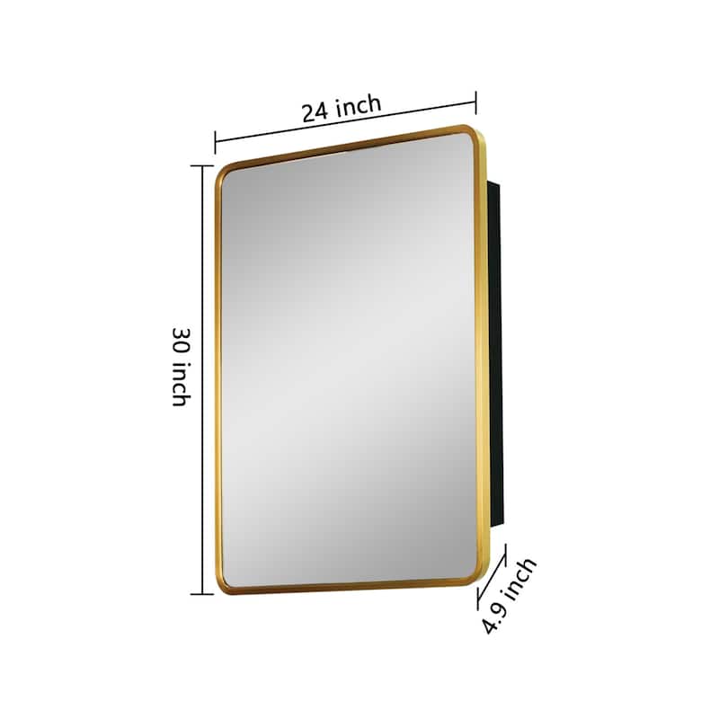 Modern Gold Wall Mount Bathroom Mirror Medicine Cabinet