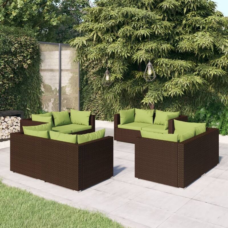 vidaXL Patio Lounge Set Outdoor Sectional Sofa Set Table Garden Poly Rattan - 27.6" x 27.6" x 24"
